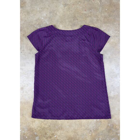 Banana Republic Women’s Blouse Small Purple Geometric Diamond Print - Picture 2 of 7